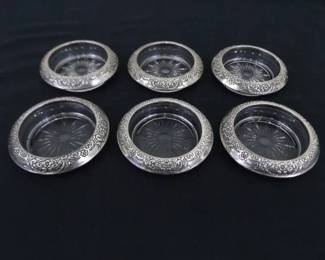 Lot of 6 Sterling Silver .925 Rimmed Coasters
