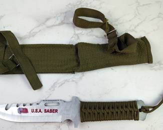 U.S.A Saber Fixed Blade Knife, 5" Blade, In Sheath 