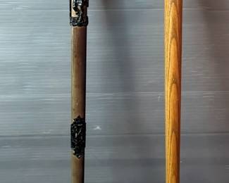 Knights Of Pythias Sword, Marked J. Pettibone/ Cincinnati/ FCB/ J Brooks, Patented January 7th, 1873, 26.5" Blade, In Scabbard, And Walking Stick With Brass Knob
