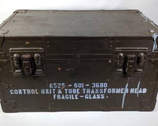 U.S. Military Trunk For Control Unit & Tube Transformer Head Of Picker X-Ray Machine, 16" x 29" x 17" 
