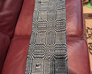 Overshot Navy and white loom woven