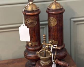 Stunning early 1800's salt and pepper and grinder set