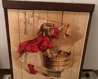 Great wood print on vintage wall plaque