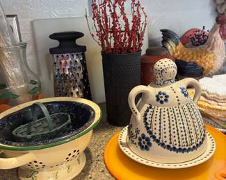 Polish Cheese or Butter Covered dish. Vintage Colander 