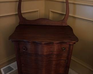 Another beautiful antique Oak Washstand with towel bar.  Look at legs