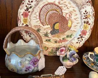 Turkey Wedgewood Plate, Hand Painted Basket