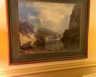 Beautiful "Among the Sierra Nevada, California" by Albert Bierstadt. Print of Oil Painting