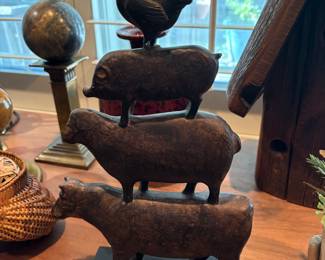 Stacking Farm Animals, metal ie rooster, pig, sheep, cow