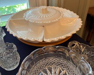 Vintage Lazy Susan, Clear Depression glass - Wexford