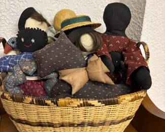 Americana Cloth dolls and crows, cats, ducks, geese