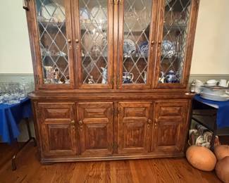 Matching Century China Hutch w lights and lead glass. 
