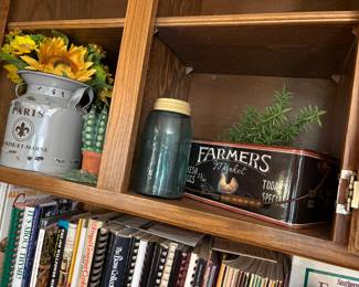 Kitchen decor, cookbooks