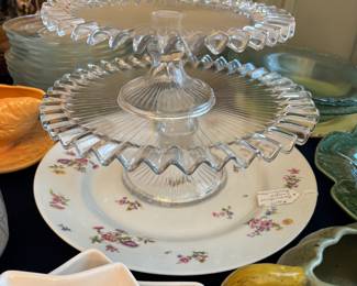 2 Beautiful  ruffled cake plates
