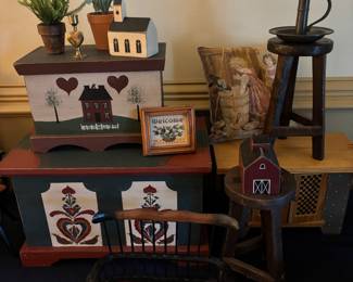 Primitive Boxes, Tole painting, Doll Furniture