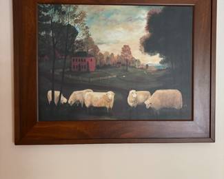 Framed Folk Art Print by Elizabeth Gilkey titled "Rouges Bluff Farm created 1988