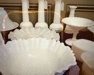 Beautiful Milk Glass - Hobnail, Anchor Hocking, Westmoreland, Indiana, Imperial, opaque