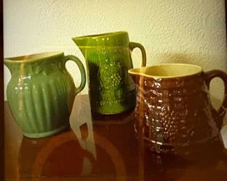 Sqwat Brown Pitcher, Salt Glaze Pitchers