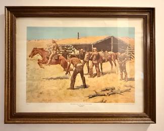 Large framed print "The Comings and Goings of the Pony Express" by Frederic Remington