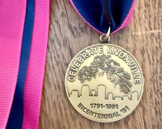 1991 Knoxville Bicentennial celebration medal on ribbon