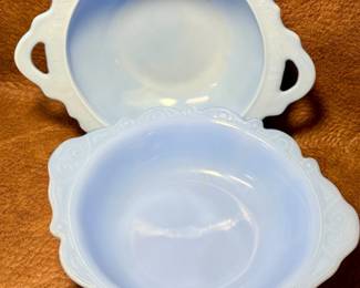 Depression glass Blue Delphite bowls