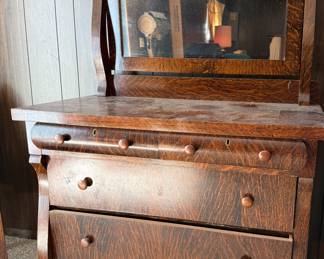 Vintage tiger oak dresser and mirror