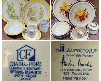 Chaddsford "Spring Meadow" and Stonecrest "Tropicana" stoneware dishes