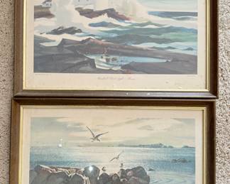 Framed prints "Marshall Point Light, Maine" by Andrew Wyeth and "Looking Eastward" by Theodore Kautzky 