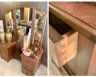 Antique vanity with full length mirror