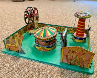 Wyandotte Carnival Fun Park tin litho wind-up toy set