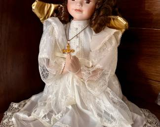 Antique porcelain kneeling baby doll angel