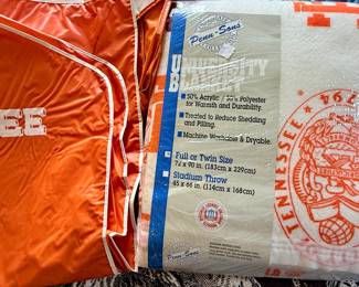 UT garment bags and throw blanket