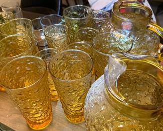 Anchor Hocking "Honey Gold" pitchers and glassware