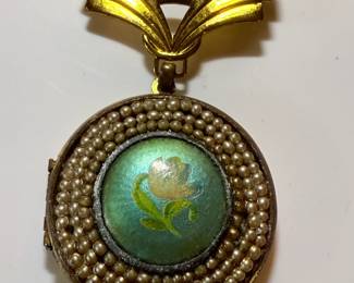 Vintage Guilloche locket pin