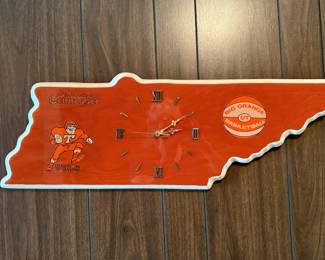 Handmade UT Tennessee shaped wall clock