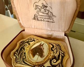 Vintage horse belt buckle