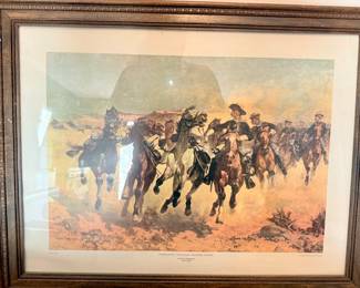 Large framed print "Dismounted: The Fourth Troopers Moving" by Frederic Remington