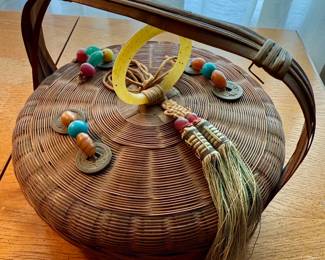 Chinese wicker sewing basket