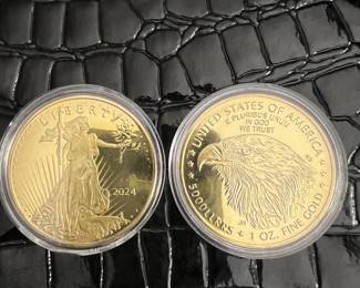 Two one ounce fine gold coins. These items will be CASH ONLY. Not kept at house. Only available at sale.