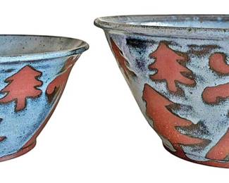 Blue Natural Nesting Stoneware Bowls