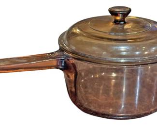 Amber Vision Glass Lidded Pan