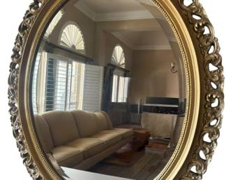 Ornate Beveled Glass Oval Mirror