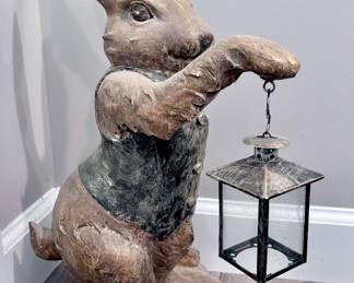 Peter Rabbit Holding Lantern Statue