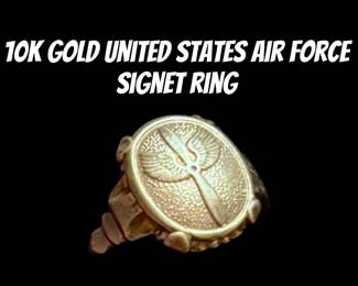 10 K Gold United States Air Force Signet Ring