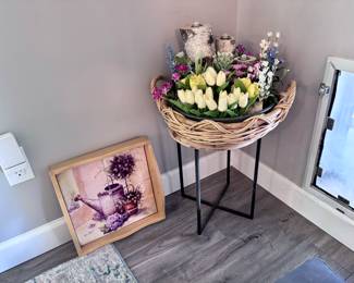 Basket on Stand and Serving Tray