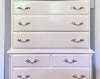 White Chest of Drawers with Gold Hardware