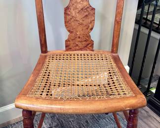 Antique Tiger Maple Chair with Cane Seat