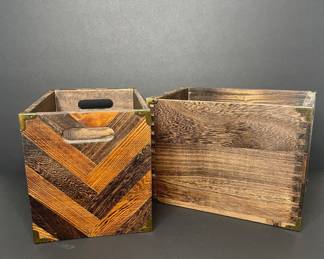 Chevron wood storage boxes