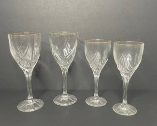 Lenox Debut Gold rim cut crystal wine glasses vintage