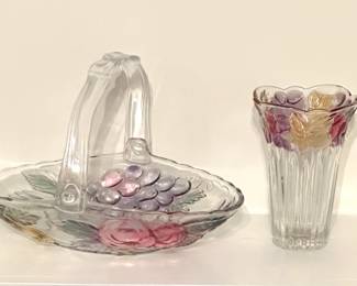 Mikasa Savoir Vivre Crystal Cornucopia small vase and serving basket
