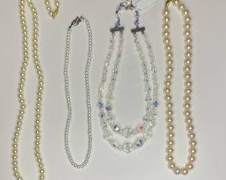 Aurora Borealis & pearl necklaces